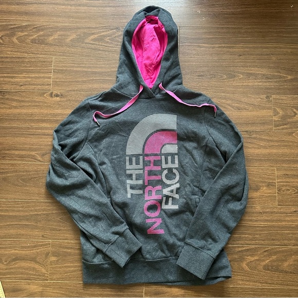 The North Face Dark Gray and Pink Hoodie - Picture 1 of 6